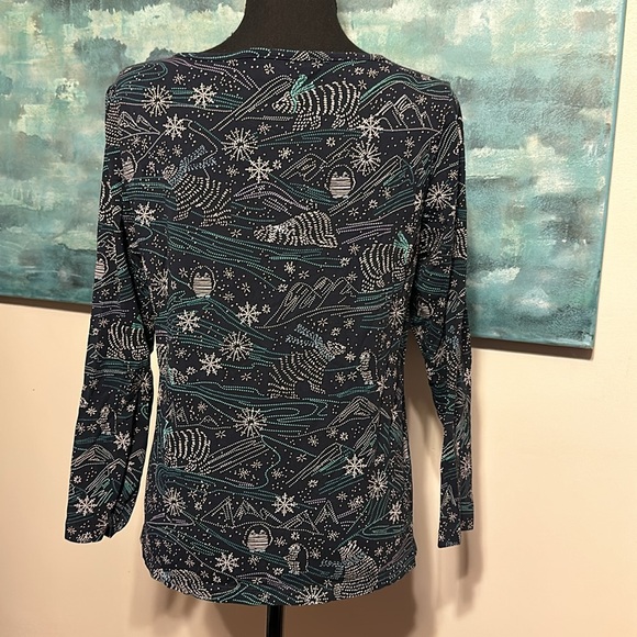 Navy blue fun print top Christopher and banks - Picture 5 of 6